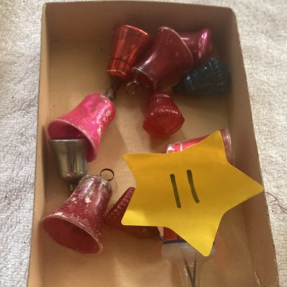 Vintage Antique mercury glass feather tree ornaments bells unique 30/40s - Picture 11 of 11